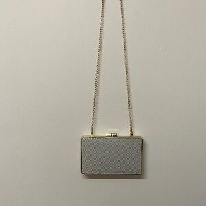 BCBGMaxAzria Gray Clutch with Gold Chain